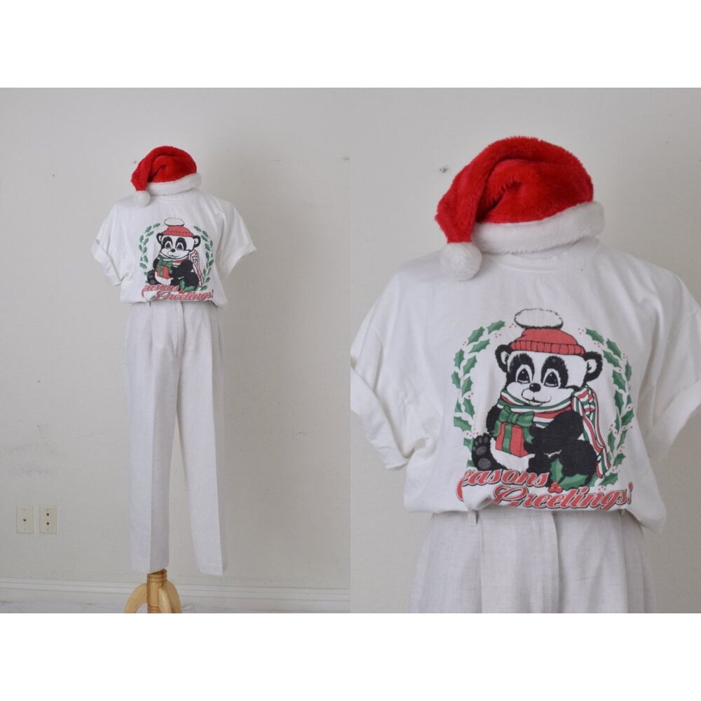 Vintage‎ 90s Cotton Christmas Bear Shirt size L